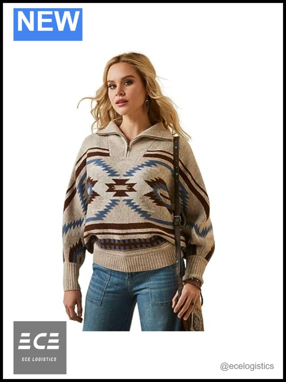 Ariat Chimayo Pullover Sweater Pullover Ribbed Trim Cotton Blend